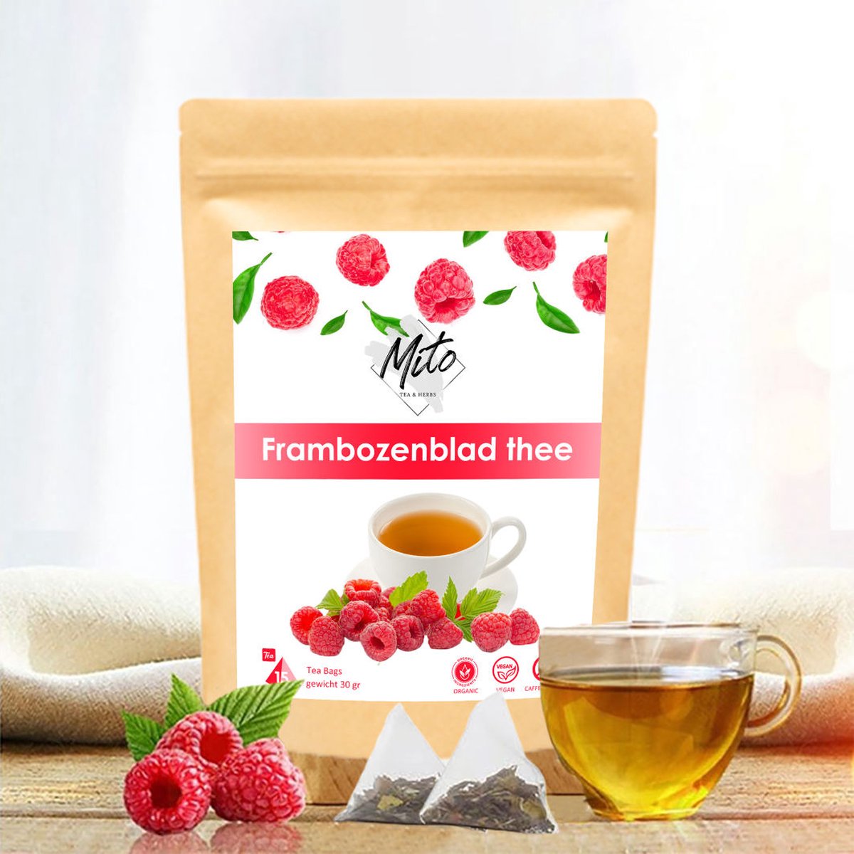 Mito Tea - Frambozenblad thee - Zwangerschapsthee - 15 Theezakjes