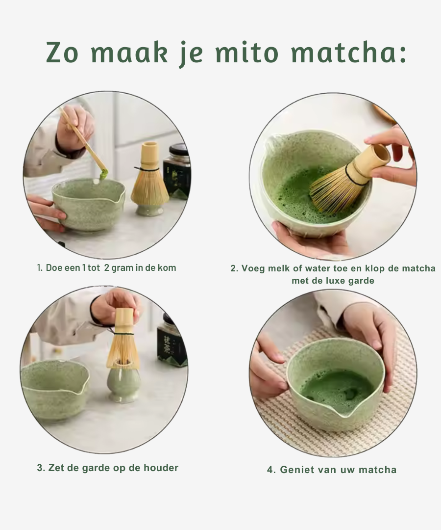 Originele Mito Japanse Ceremony Matcha Set 5 delig Groen