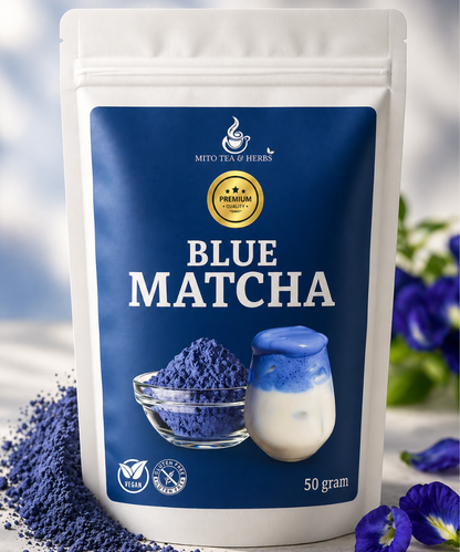 Premium Blue Matcha Thee - Blauwe vlindererwt poeder - circa 30 bereidingen - 50 gram