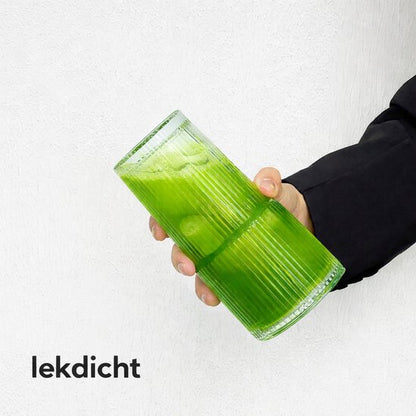 Matcha - Bubble tea glazen XL - Geribbelde glazen - Matcha - Lattes - Thee - Bubble Tea - Smoothies - 0.6L