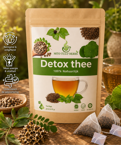 DETOX 30 dagen thee - Groene thee - Lotusblad - Kassiezaad Moringazaad - Moerbeiblad