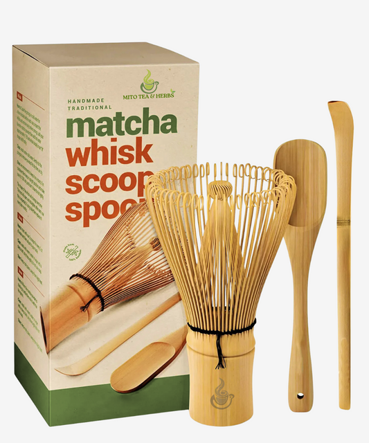 Matcha set 3-delig - Matcha klopper – Matcha starterkit van Bamboe – matcha whisk en matcha lepel